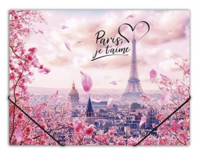 Gumis mappa, 15 mm, PP, A4, PANTA PLAST "Take me to Paris"